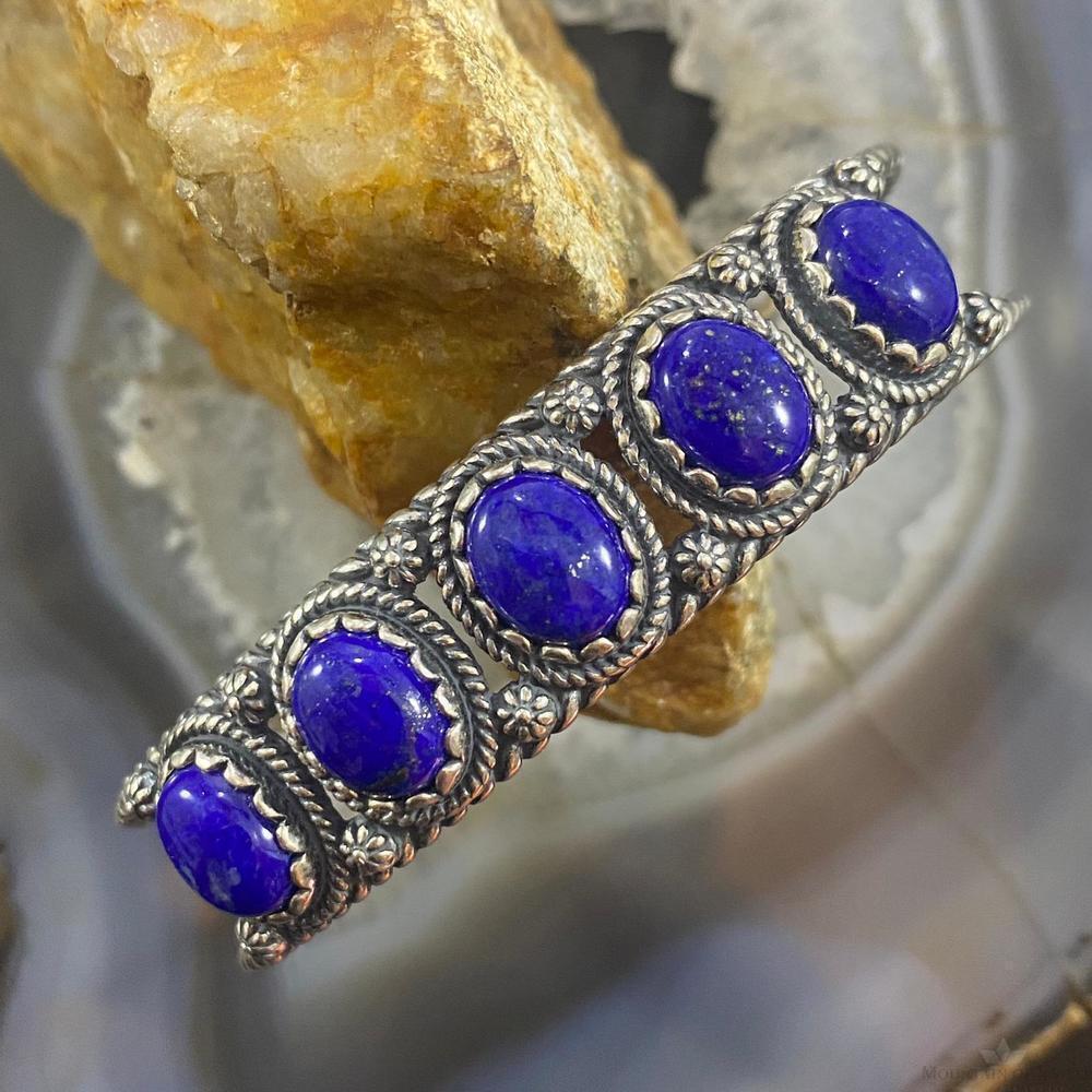 Carolyn Pollack Southwestern Style Sterling Lapis Lazuli Row Bracelet For Women